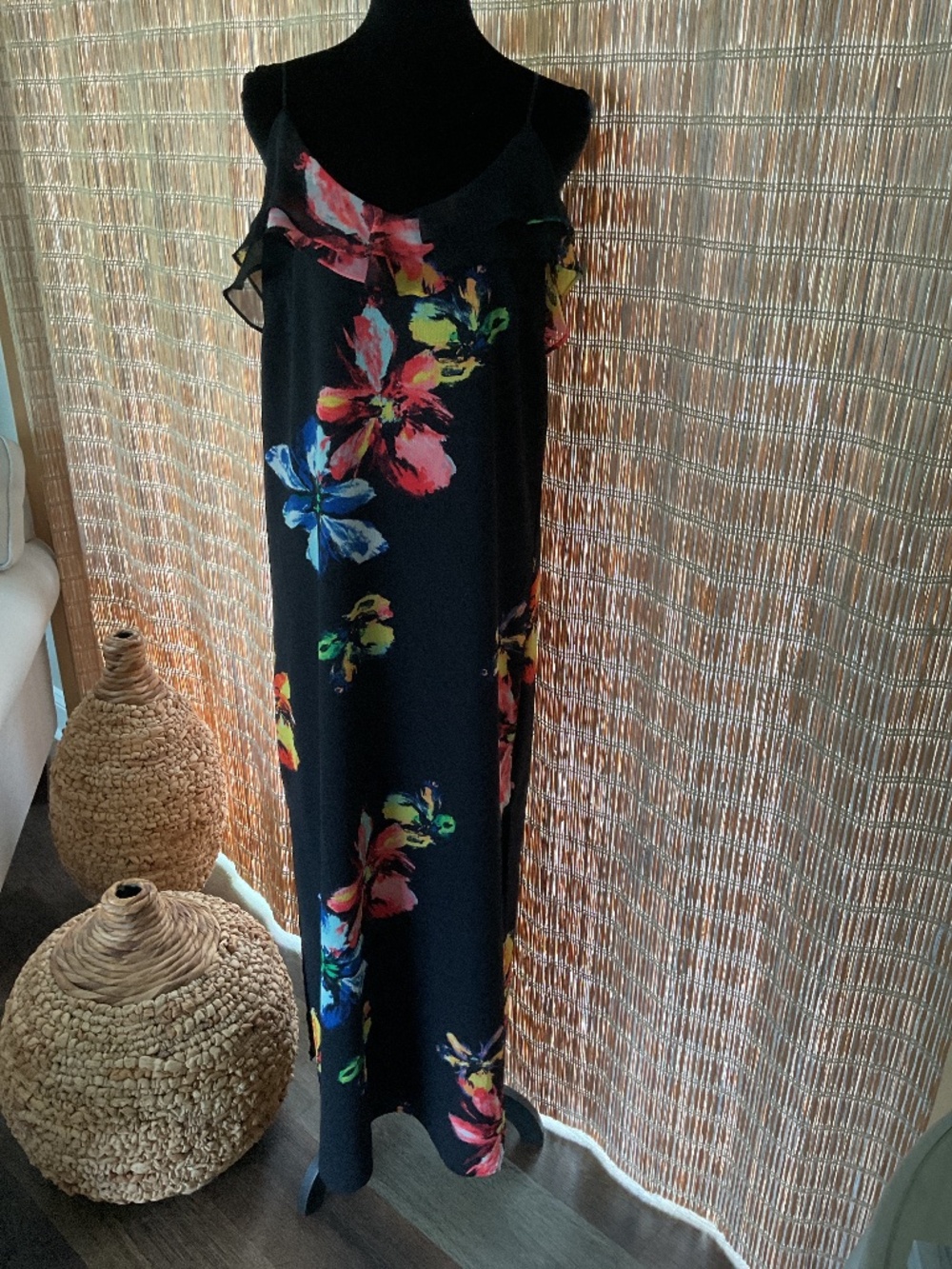 Mossimo women’s long black floral dress
